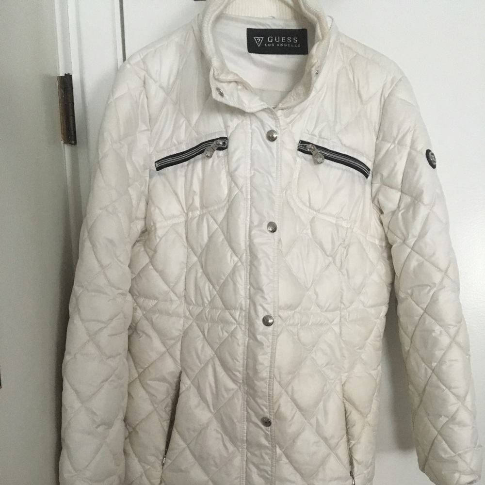 Guess White Puffer Coat
